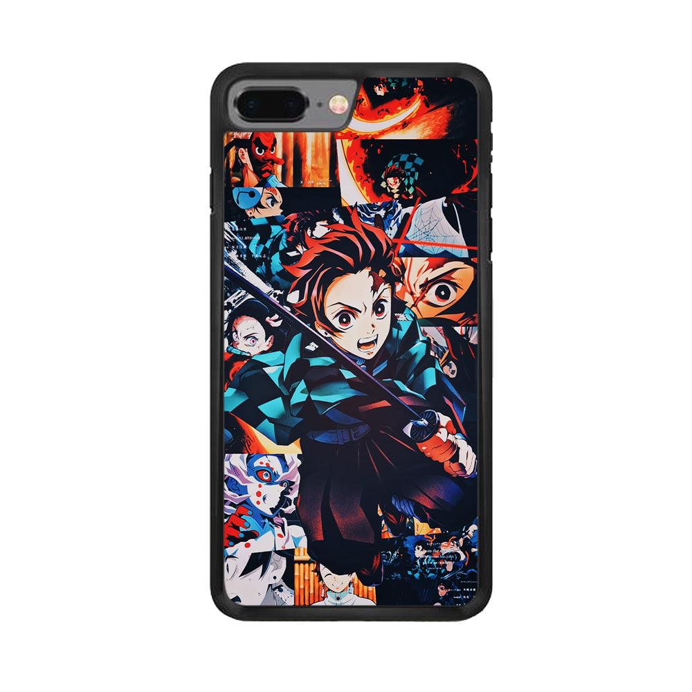 Demon Slayer Tanjiro Aesthetic iPhone 8 Plus Case-Rubber / Black (2D Case)-Xtracase