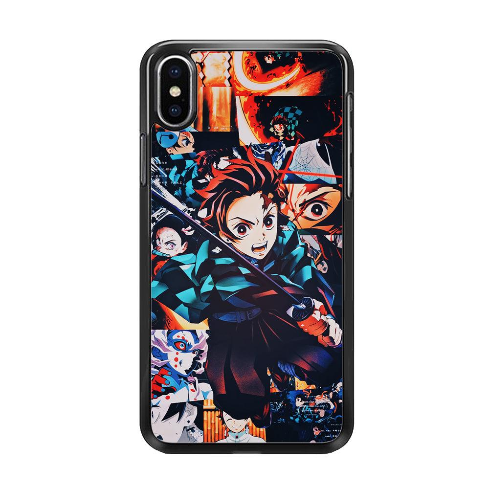 Demon Slayer Tanjiro Aesthetic iPhone Xs Case-Rubber / Black (2D Case)-Xtracase
