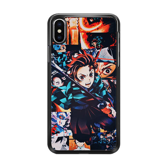 Demon Slayer Tanjiro Aesthetic iPhone X Case-Rubber / Black (2D Case)-Xtracase