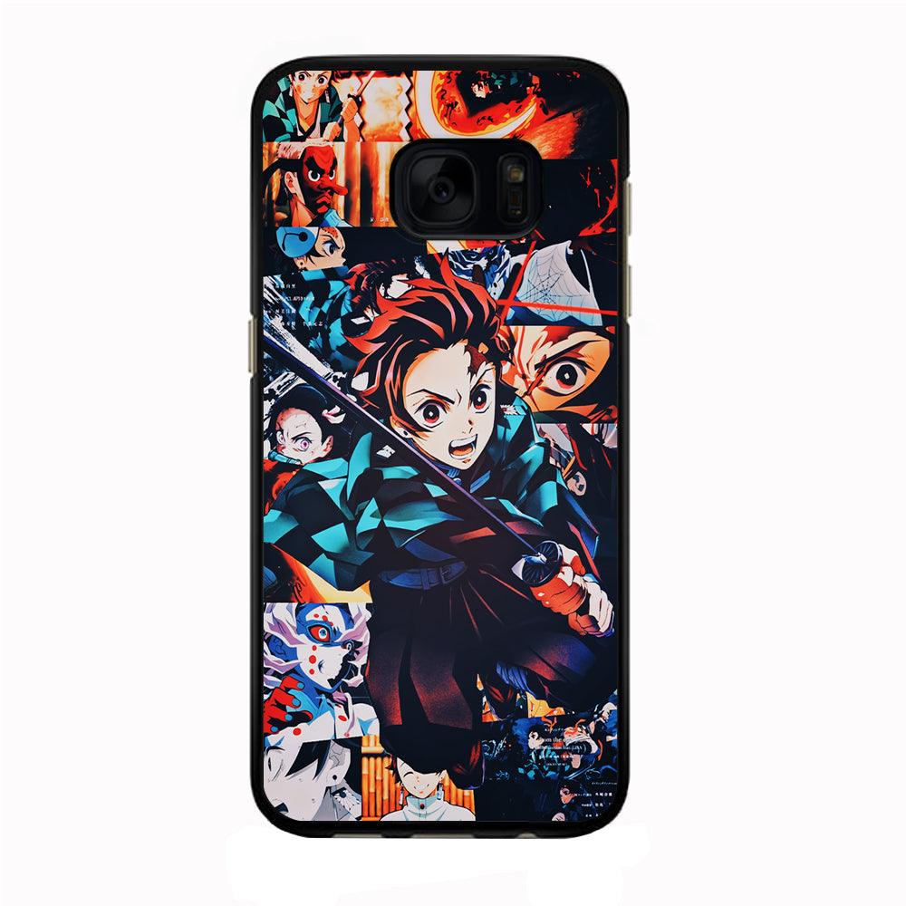 Demon Slayer Tanjiro Aesthetic Samsung Galaxy S7 Edge Case-Rubber / Black (2D Case)-Xtracase