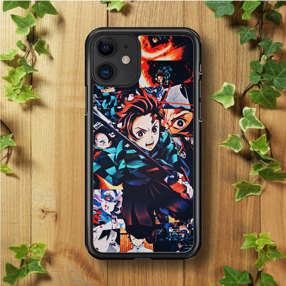 Demon Slayer Tanjiro Aesthetic iPhone 11 Case-Rubber / Black (2D Case)-Xtracase