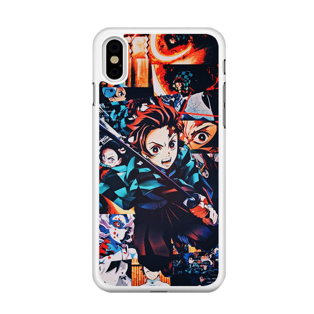 Demon Slayer Tanjiro Aesthetic iPhone Xs Case-Rubber / White (2D Case)-Xtracase