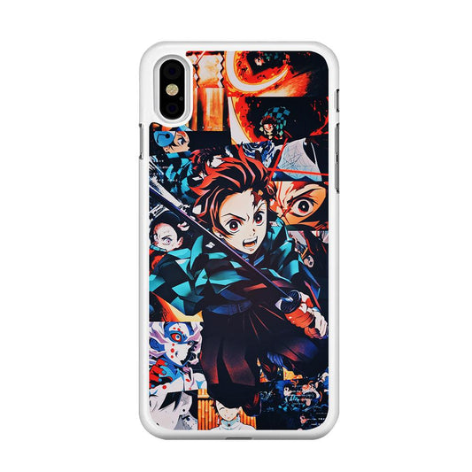 Demon Slayer Tanjiro Aesthetic iPhone Xs Case-Rubber / White (2D Case)-Xtracase