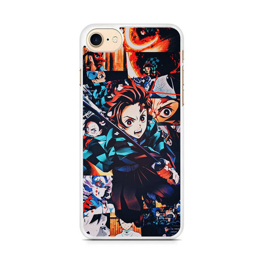 Demon Slayer Tanjiro Aesthetic iPhone 8 Case-Rubber / White (2D Case)-Xtracase