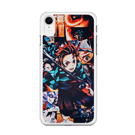 Demon Slayer Tanjiro Aesthetic iPhone XR Case-Rubber / White (2D Case)-Xtracase