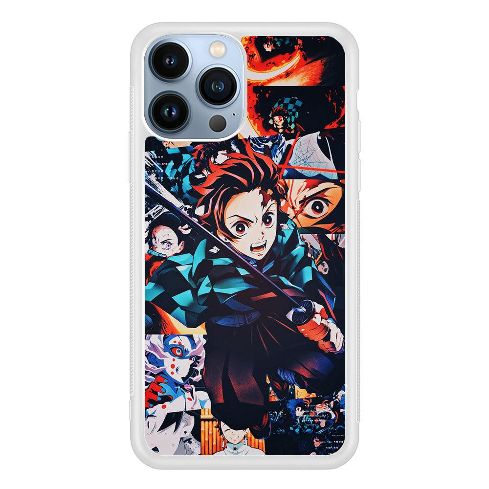 Demon Slayer Tanjiro Aesthetic iPhone 13 Pro Case-Rubber / White (2D Case)-Xtracase