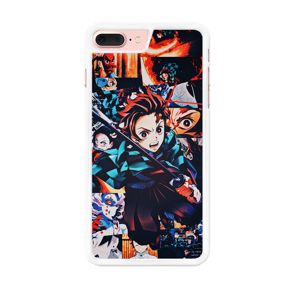 Demon Slayer Tanjiro Aesthetic iPhone 8 Plus Case-Rubber / White (2D Case)-Xtracase