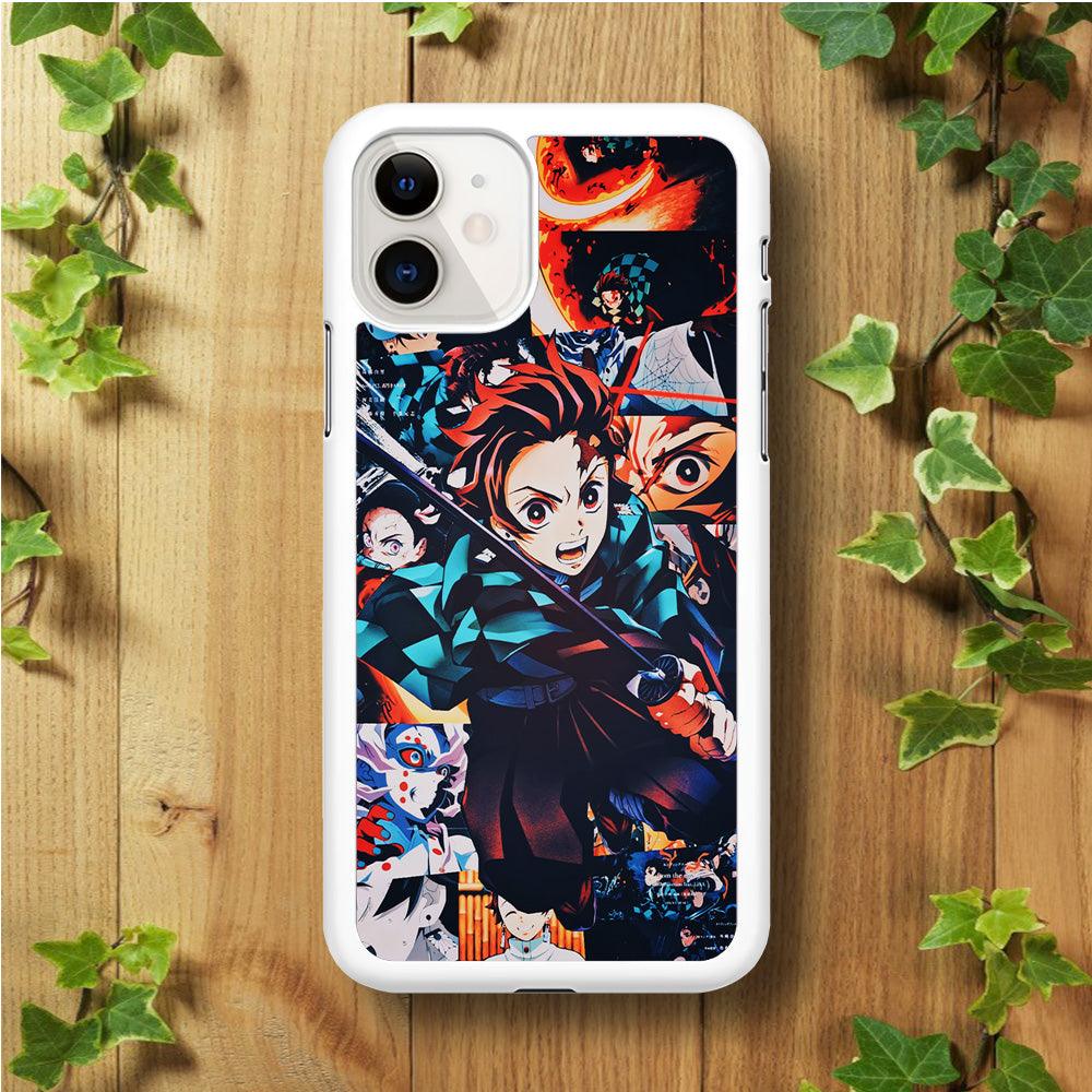 Demon Slayer Tanjiro Aesthetic iPhone 11 Case-Rubber / White (2D Case)-Xtracase