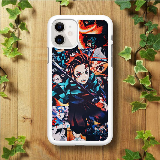 Demon Slayer Tanjiro Aesthetic iPhone 11 Case-Rubber / White (2D Case)-Xtracase