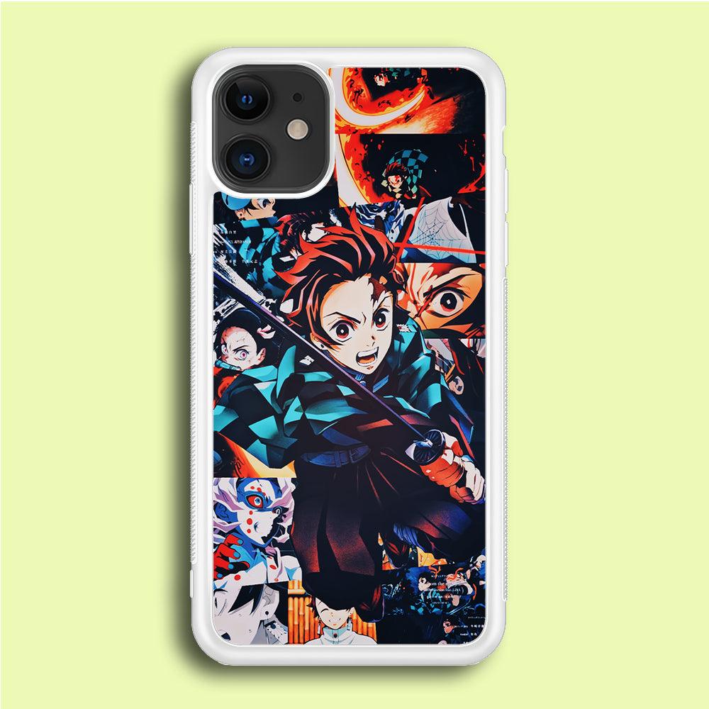 Demon Slayer Tanjiro Aesthetic iPhone 12 Case-Rubber / White (2D Case)-Xtracase