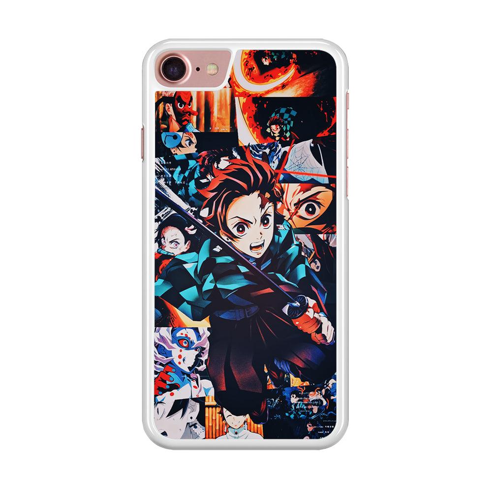 Demon Slayer Tanjiro Aesthetic iPhone SE 2020 Case-Rubber / White (2D Case)-Xtracase