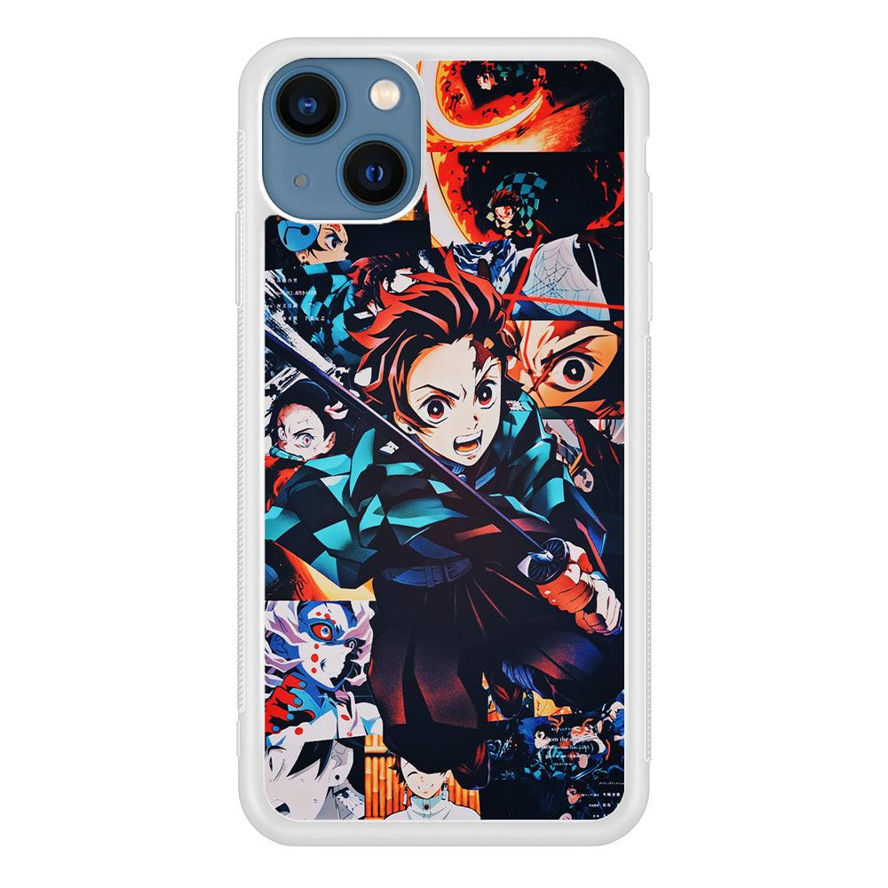 Demon Slayer Tanjiro Aesthetic iPhone 13 Case-Rubber / White (2D Case)-Xtracase
