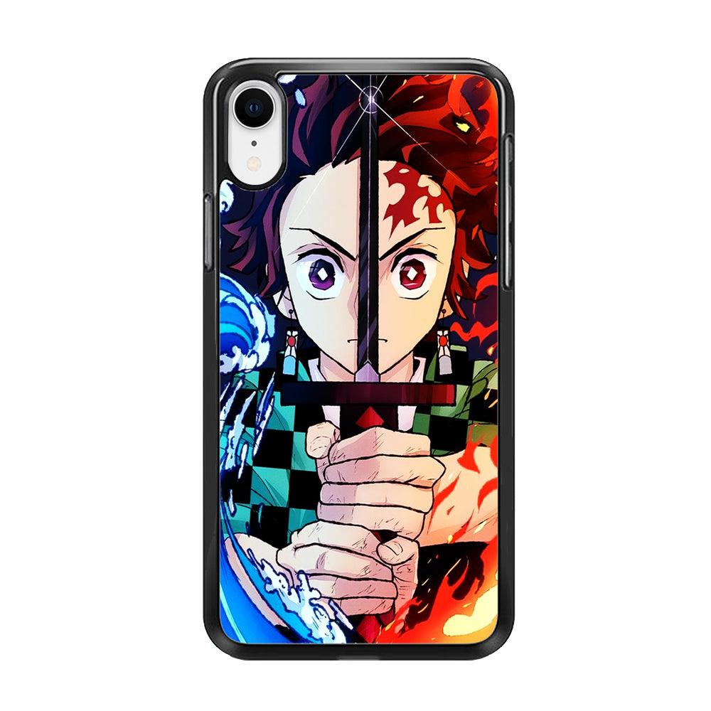 Demon Slayer Tanjiro Kamado iPhone XR Case-Rubber / Black (2D Case)-Xtracase