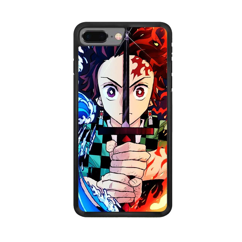 Demon Slayer Tanjiro Kamado iPhone 7 Plus Case-Rubber / Black (2D Case)-Xtracase
