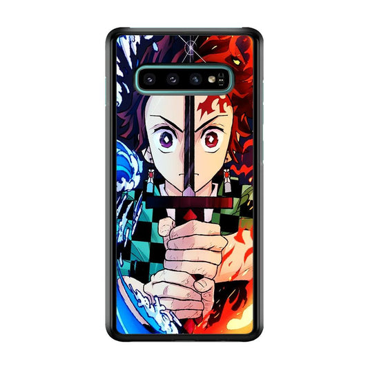 Demon Slayer Tanjiro Kamado Samsung Galaxy S10 Case-Rubber / Black (2D Case)-Xtracase