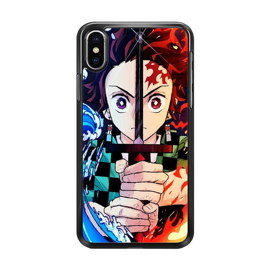 Demon Slayer Tanjiro Kamado iPhone Xs Max Case-Rubber / Black (2D Case)-Xtracase