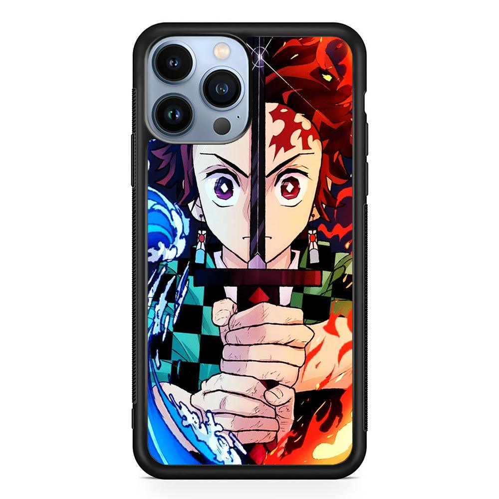 Demon Slayer Tanjiro Kamado iPhone 13 Pro Case-Rubber / Black (2D Case)-Xtracase