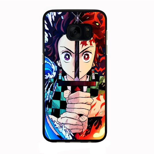 Demon Slayer Tanjiro Kamado Samsung Galaxy S7 Edge Case-Rubber / Black (2D Case)-Xtracase
