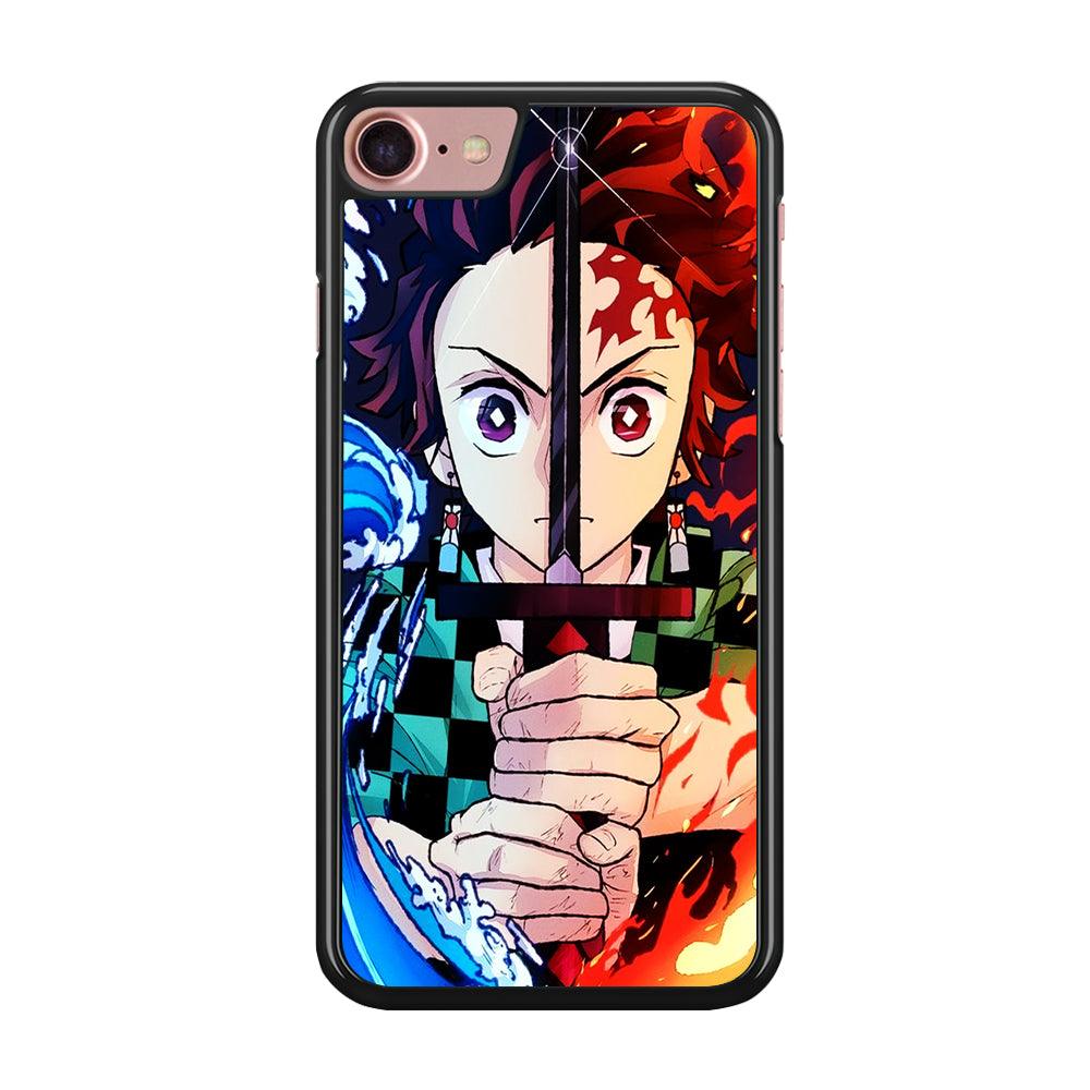 Demon Slayer Tanjiro Kamado iPhone SE 2020 Case-Rubber / Black (2D Case)-Xtracase