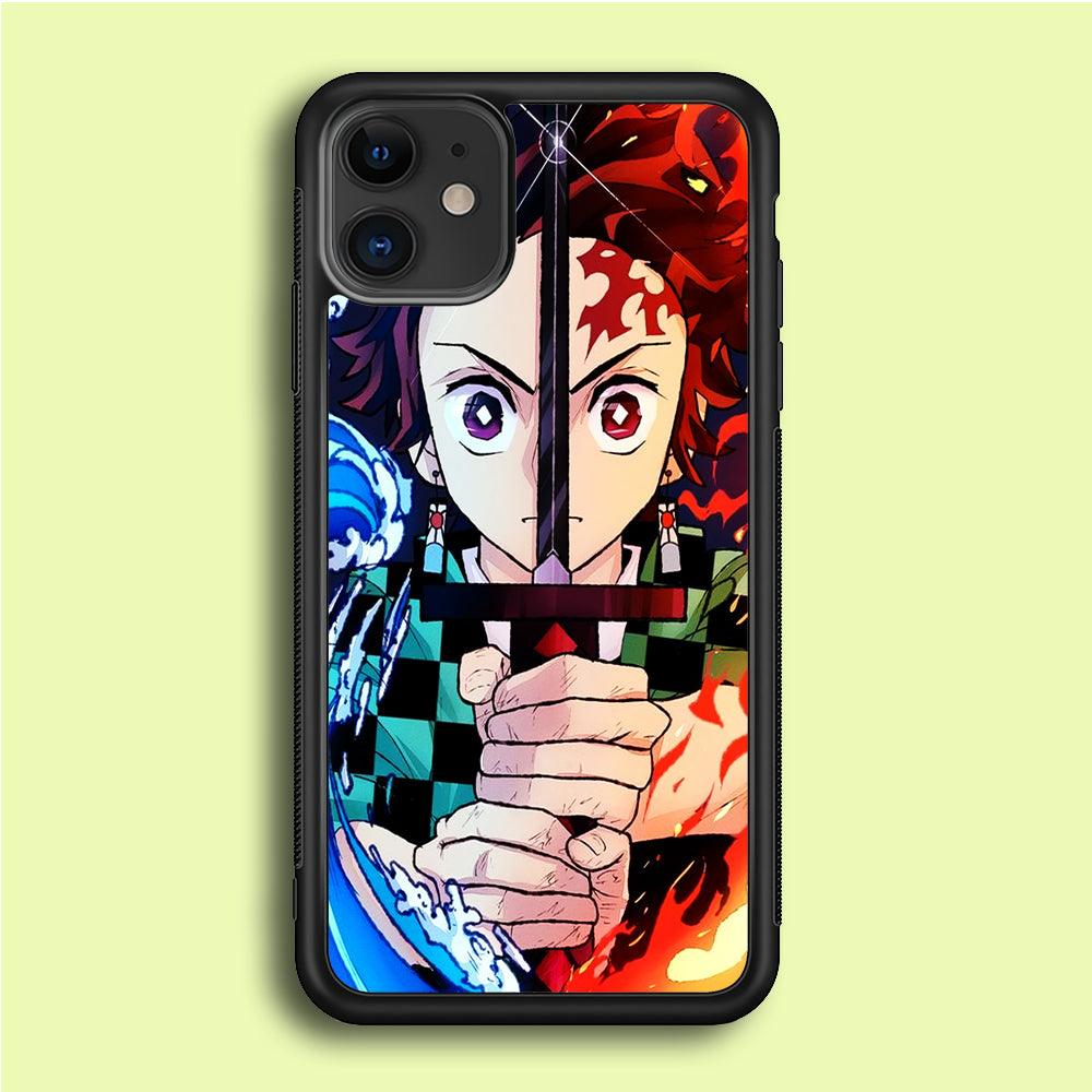 Demon Slayer Tanjiro Kamado iPhone 12 Mini Case-Rubber / Black (2D Case)-Xtracase