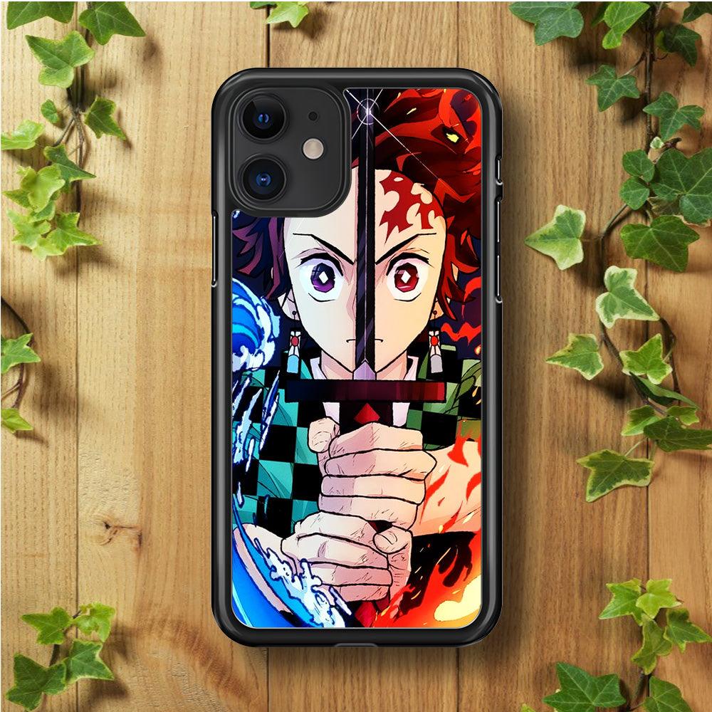 Demon Slayer Tanjiro Kamado iPhone 11 Case-Rubber / Black (2D Case)-Xtracase