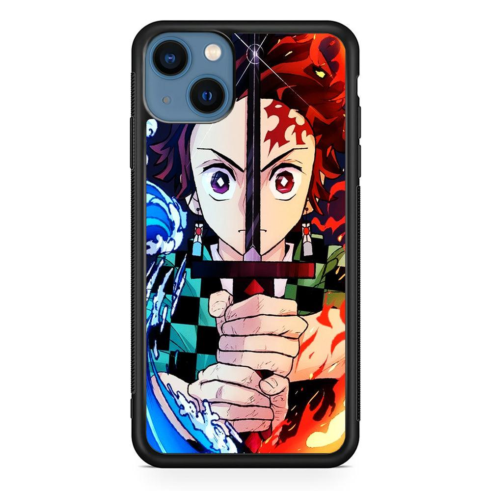 Demon Slayer Tanjiro Kamado iPhone 13 Mini Case-Rubber / Black (2D Case)-Xtracase