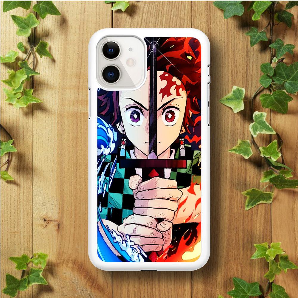 Demon Slayer Tanjiro Kamado iPhone 11 Case-Rubber / White (2D Case)-Xtracase