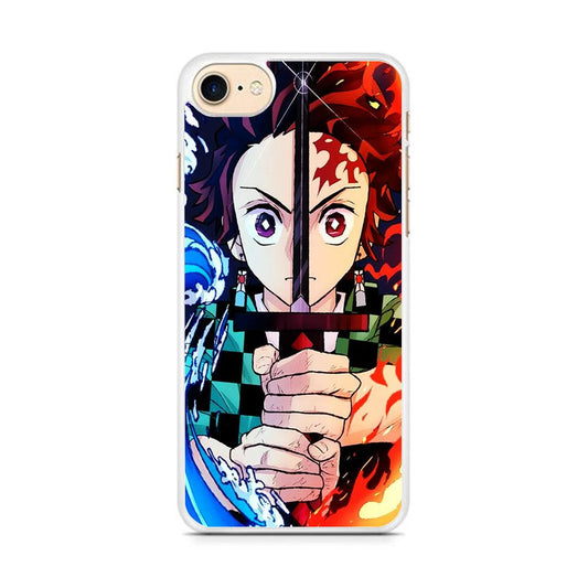 Demon Slayer Tanjiro Kamado iPhone 8 Case-Rubber / White (2D Case)-Xtracase