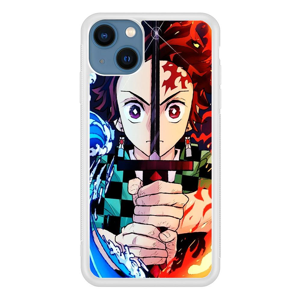 Demon Slayer Tanjiro Kamado iPhone 13 Case-Rubber / White (2D Case)-Xtracase