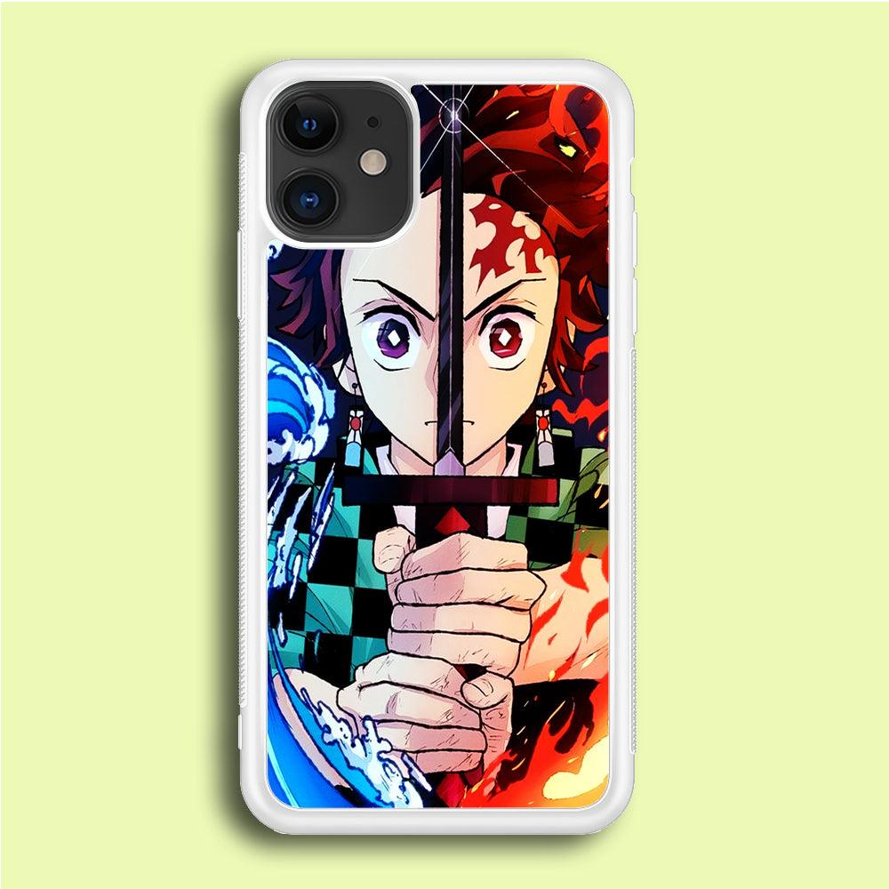 Demon Slayer Tanjiro Kamado iPhone 12 Mini Case-Rubber / White (2D Case)-Xtracase