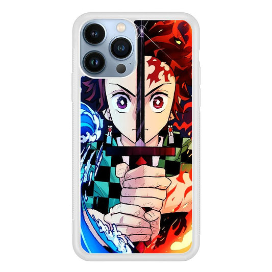 Demon Slayer Tanjiro Kamado iPhone 13 Pro Max Case-Rubber / White (2D Case)-Xtracase