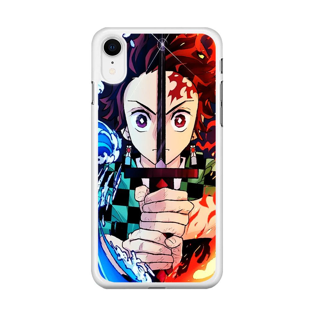 Demon Slayer Tanjiro Kamado iPhone XR Case-Rubber / White (2D Case)-Xtracase