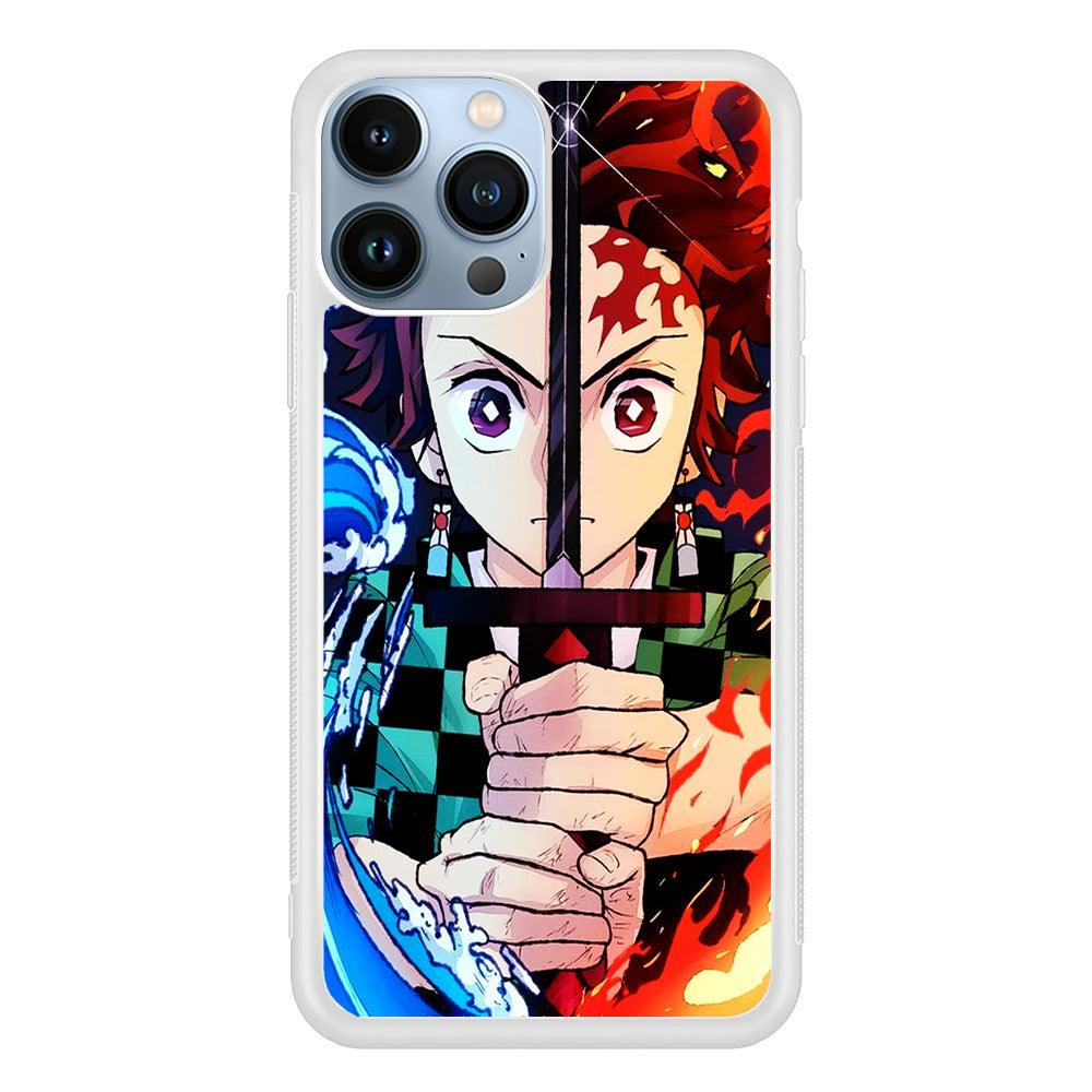 Demon Slayer Tanjiro Kamado iPhone 13 Pro Case-Rubber / White (2D Case)-Xtracase