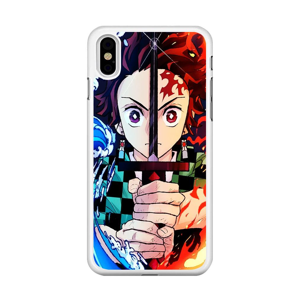 Demon Slayer Tanjiro Kamado iPhone Xs Case-Rubber / White (2D Case)-Xtracase