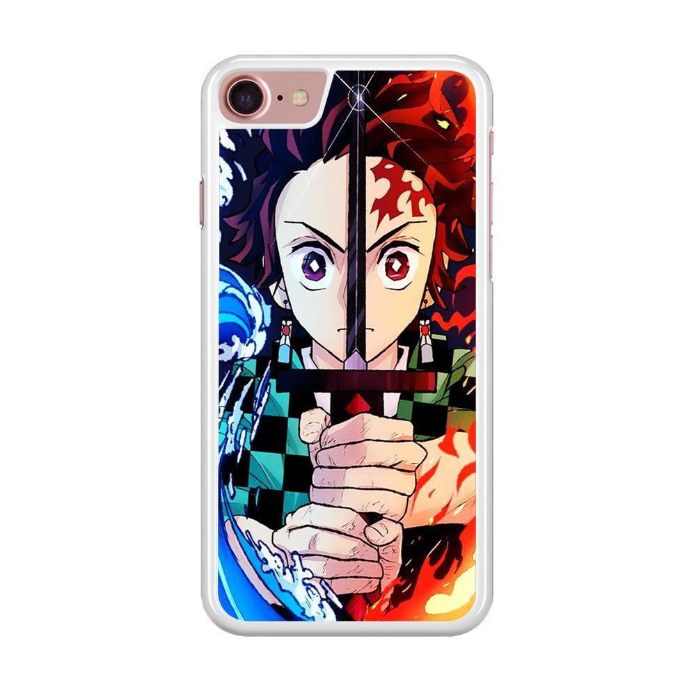 Demon Slayer Tanjiro Kamado iPhone SE 2020 Case-Rubber / White (2D Case)-Xtracase