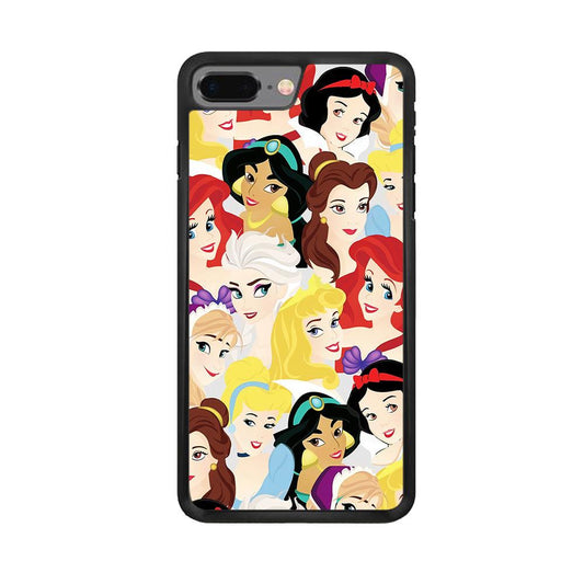 Disney Princess Collage iPhone 8 Plus Case-Rubber / Black (2D Case)-Xtracase