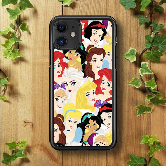 Disney Princess Collage iPhone 11 Case-Rubber / Black (2D Case)-Xtracase
