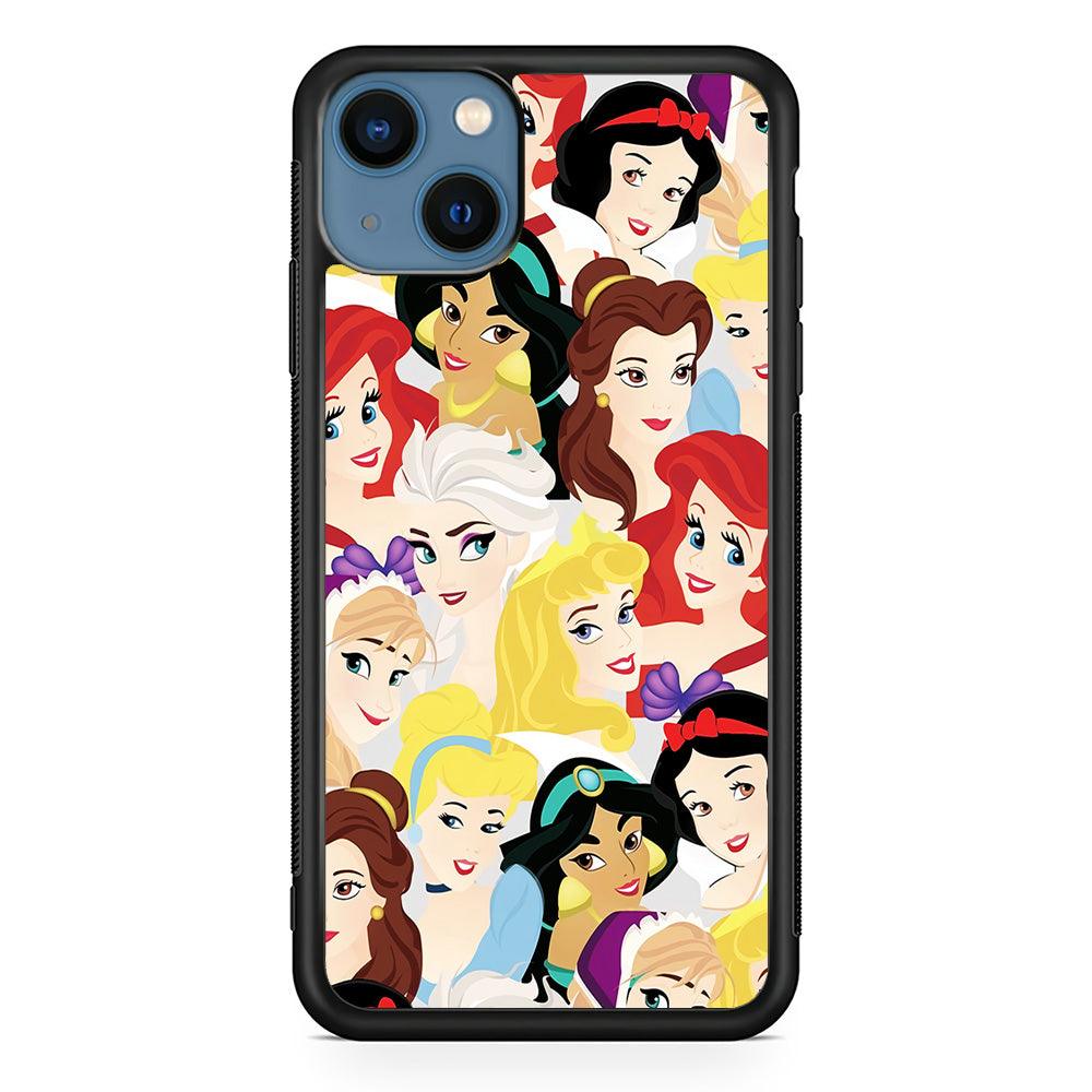 Disney Princess Collage iPhone 13 Mini Case-Rubber / Black (2D Case)-Xtracase