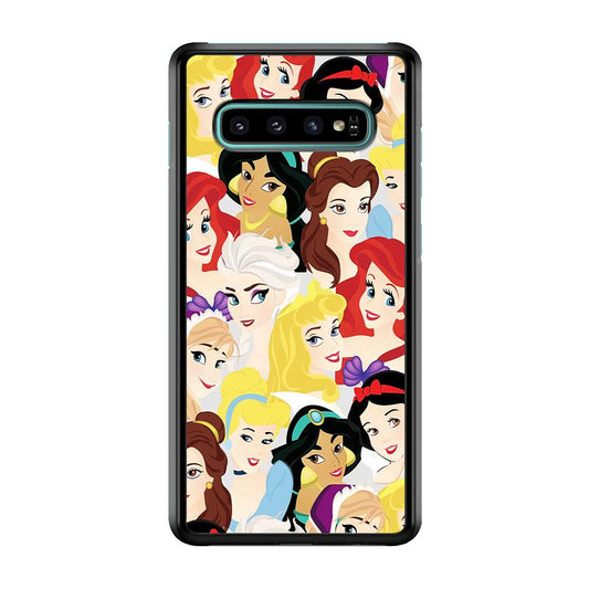 Disney Princess Collage Samsung Galaxy S10 Case-Rubber / White (2D Case)-Xtracase