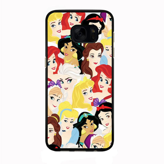 Disney Princess Collage Samsung Galaxy S7 Edge Case-Rubber / Black (2D Case)-Xtracase