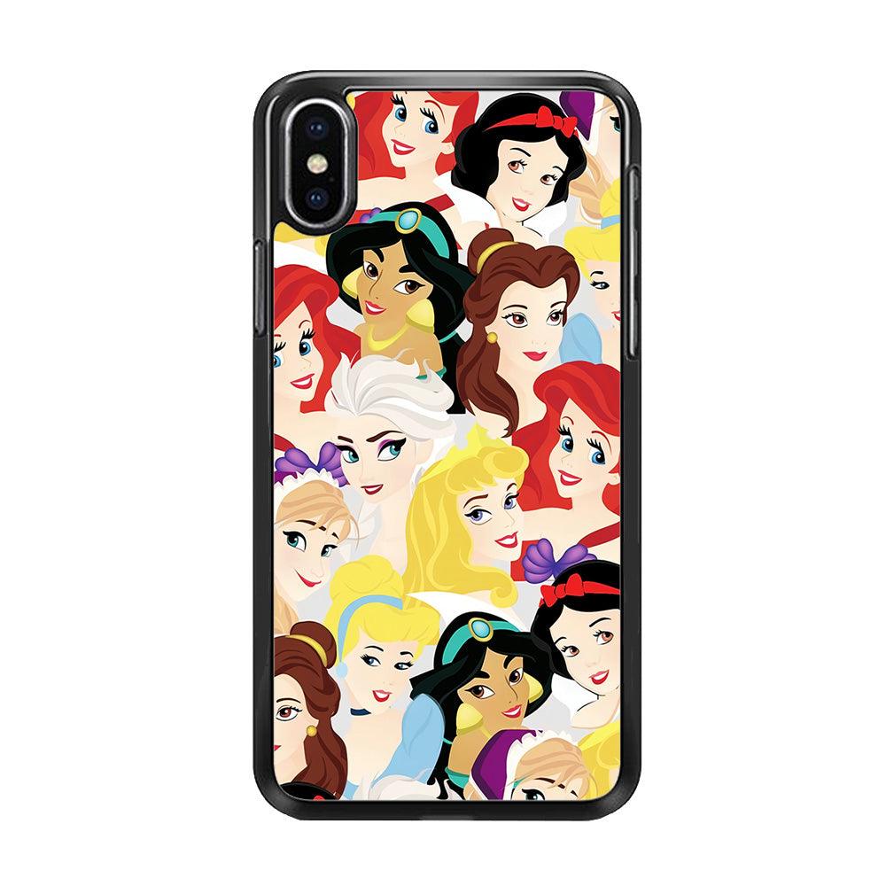 Disney Princess Collage iPhone Xs Case-Rubber / Black (2D Case)-Xtracase