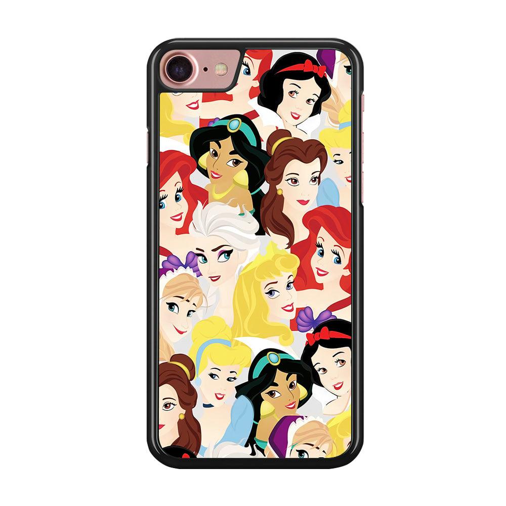 Disney Princess Collage iPhone 7 Case-Rubber / Black (2D Case)-Xtracase
