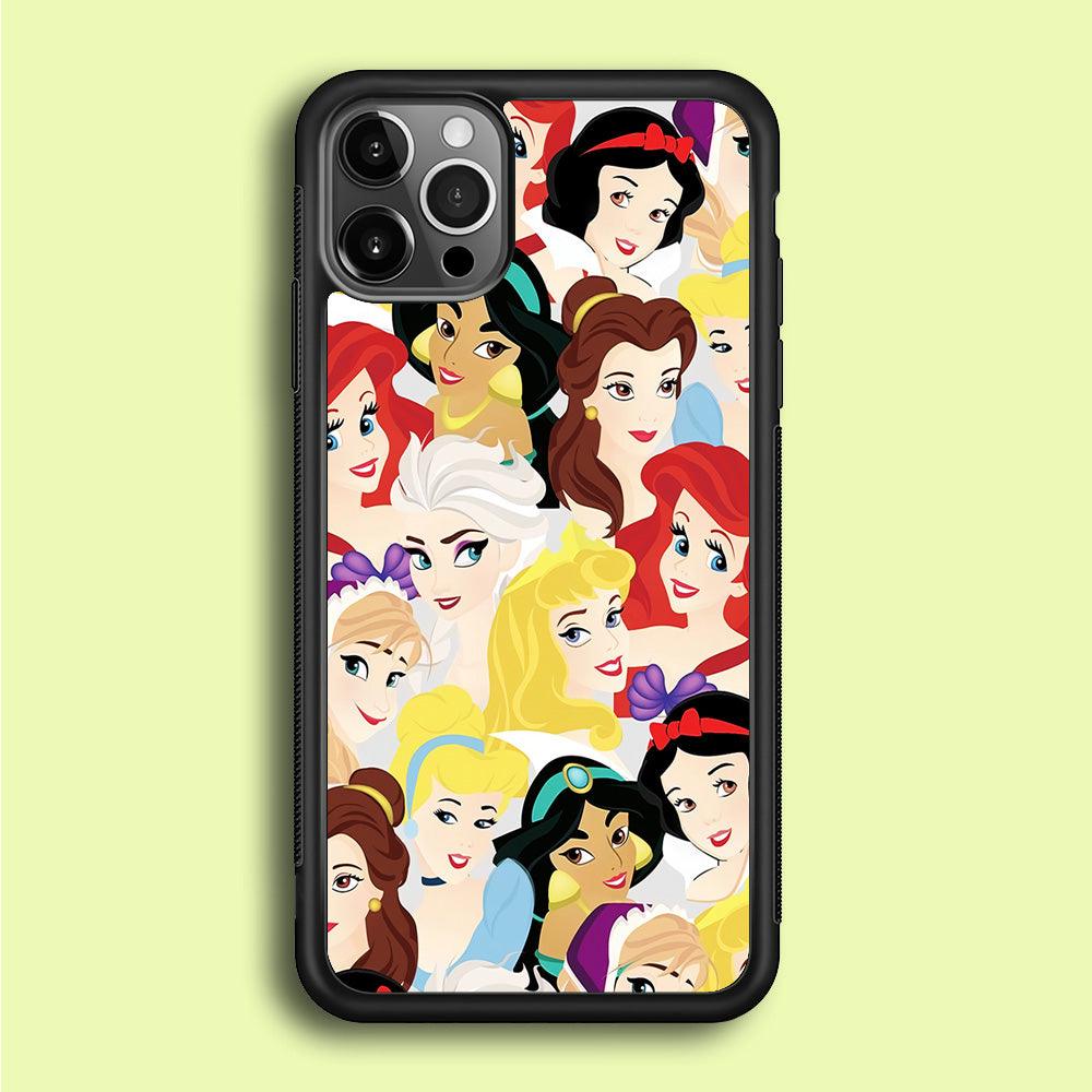 Disney Princess Collage iPhone 12 Pro Max Case-Rubber / Black (2D Case)-Xtracase