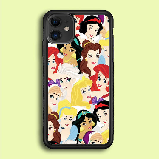 Disney Princess Collage iPhone 12 Case-Rubber / Black (2D Case)-Xtracase