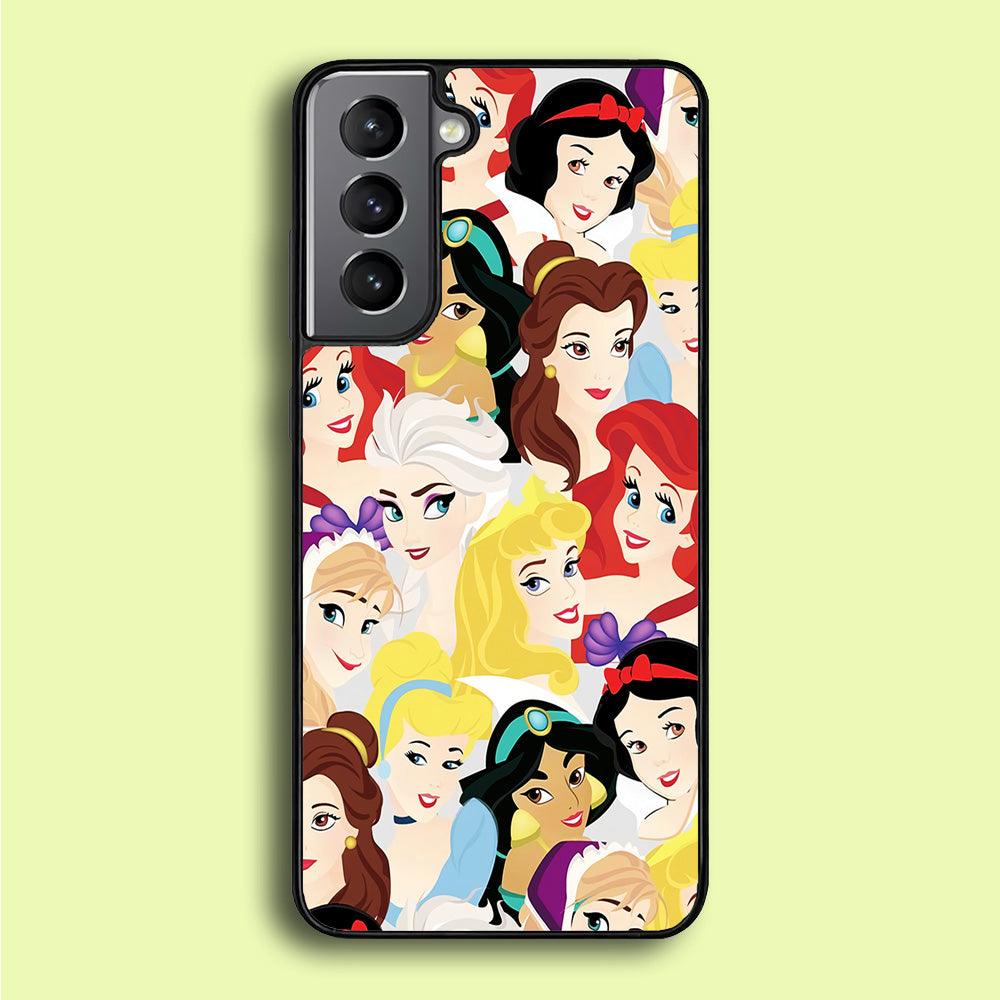 Disney Princess Collage Samsung Galaxy S21 Plus Case-Rubber / White (2D Case)-Xtracase