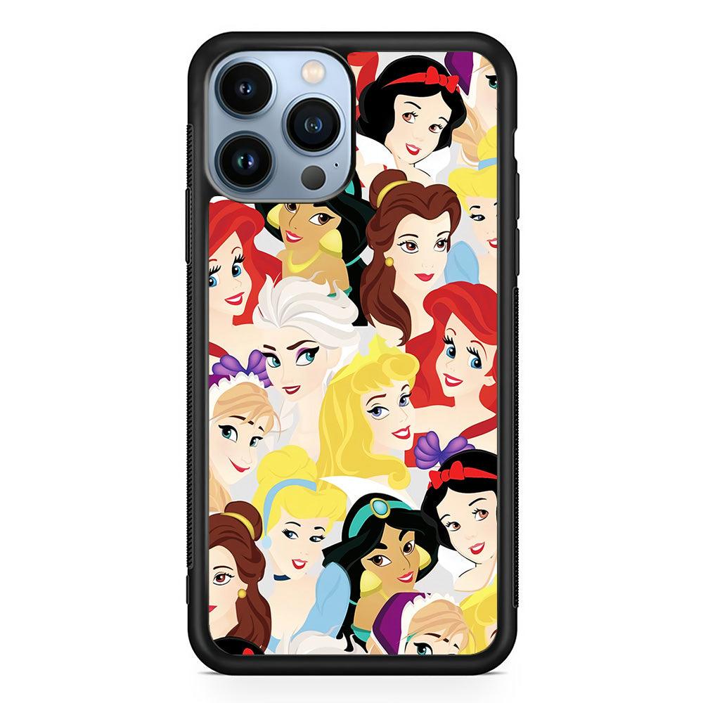 Disney Princess Collage iPhone 13 Pro Max Case-Rubber / Black (2D Case)-Xtracase