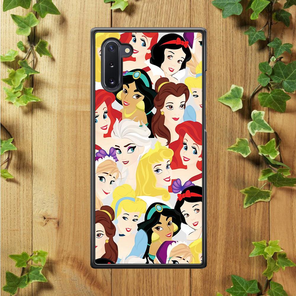 Disney Princess Collage Samsung Galaxy Note 10 Case-Rubber / White (2D Case)-Xtracase