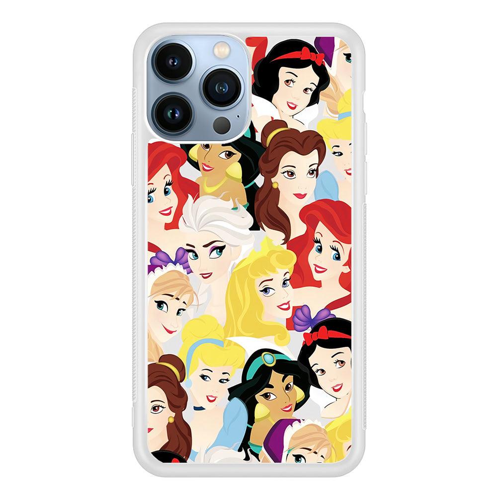 Disney Princess Collage iPhone 13 Pro Max Case-Rubber / White (2D Case)-Xtracase