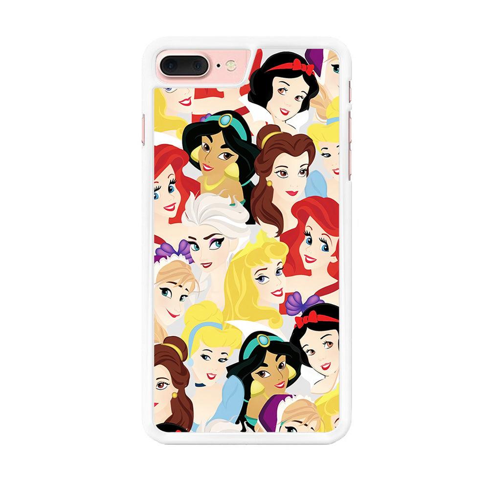 Disney Princess Collage iPhone 8 Plus Case-Rubber / White (2D Case)-Xtracase