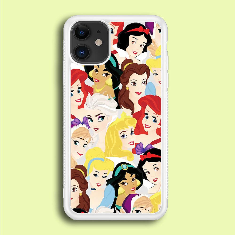 Disney Princess Collage iPhone 12 Case-Rubber / White (2D Case)-Xtracase